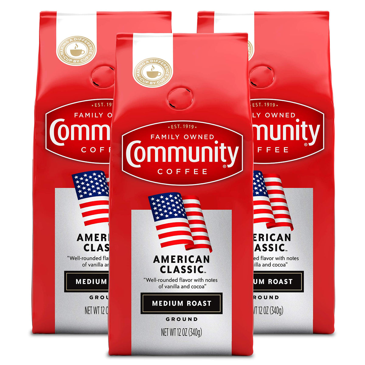 Community Coffee Breakfast Blend, 128 Ounces Ground Coffee, Medium Roast, 32 Ounce Bag (Pack of 4)