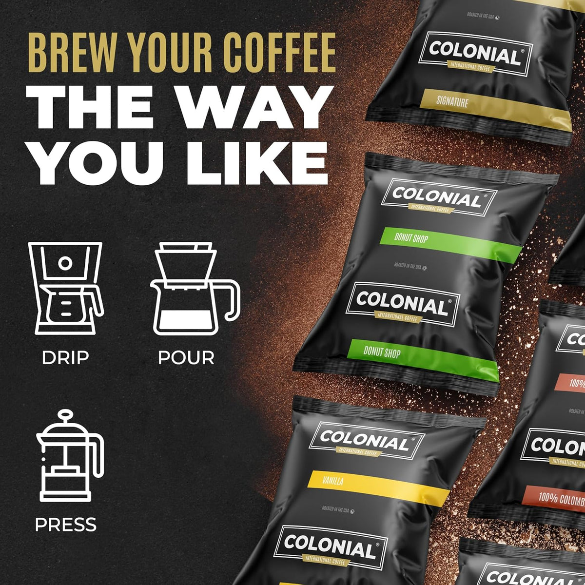 Colonial Coffee Ground Frac Packs, European Dark Roast, 32-Count