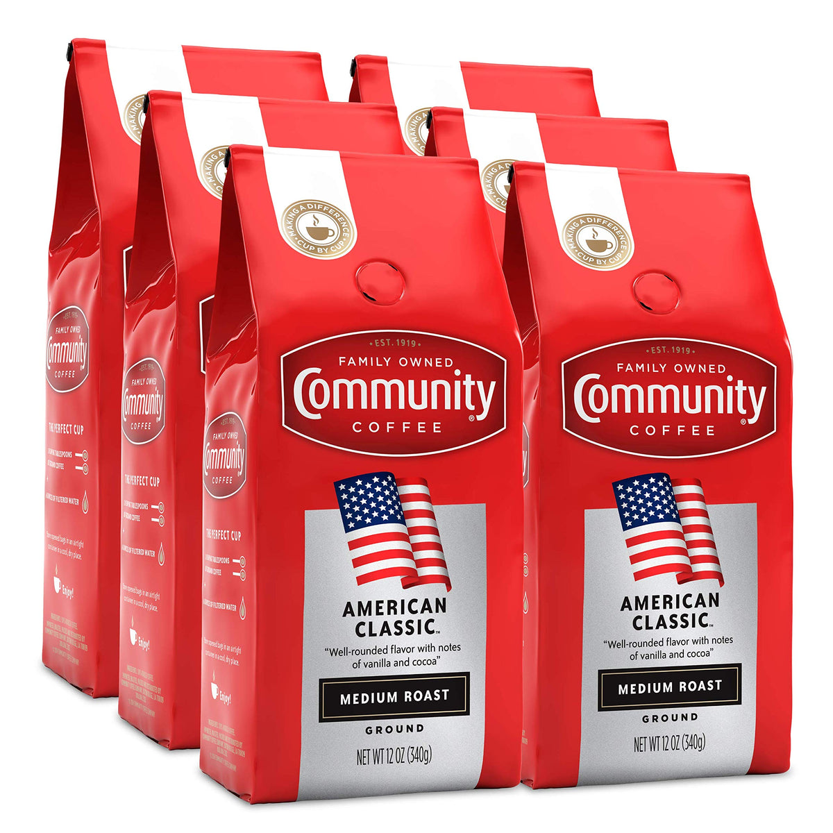Community Coffee Breakfast Blend, 128 Ounces Ground Coffee, Medium Roast, 32 Ounce Bag (Pack of 4)