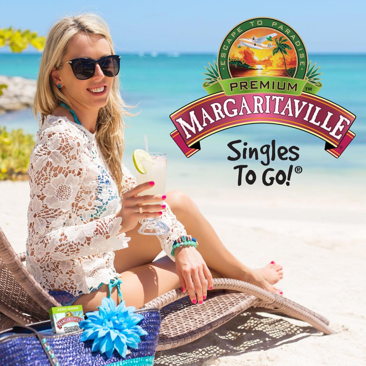 Singles To Go! Margaritaville Water Drink Mix, Variety Pack, 40 Packets