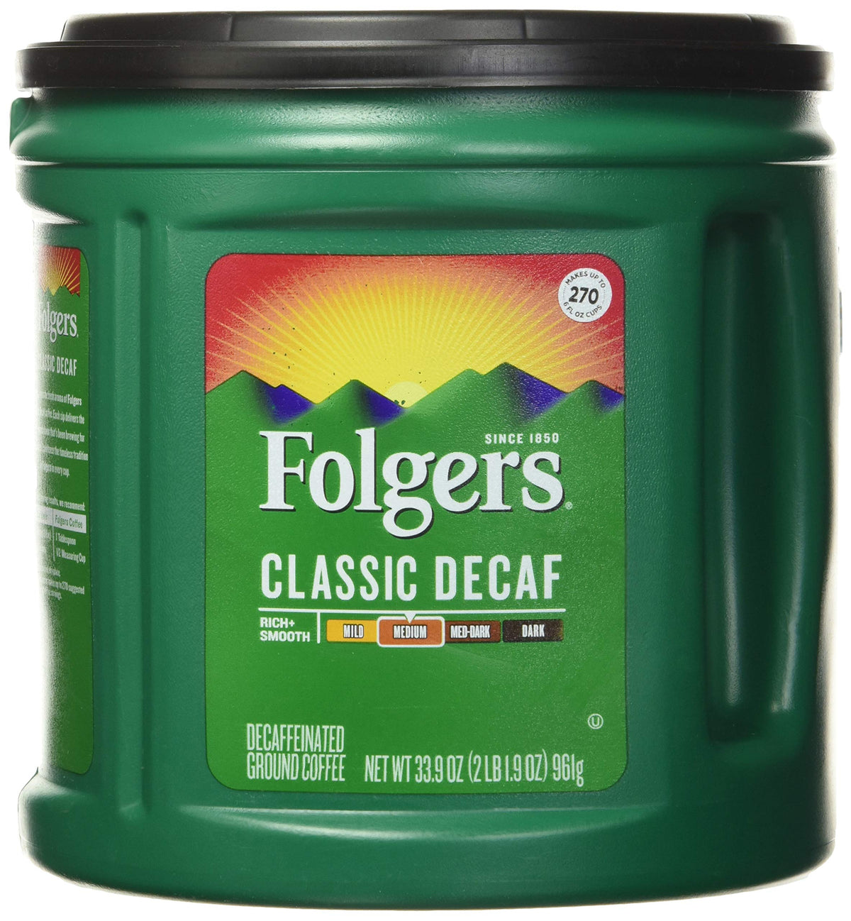 Folgers Classic Decaf Ground Coffee, Medium Roast, 6 Canisters